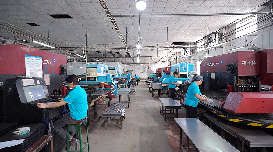 Overview of sheet metal fabrication factory floor