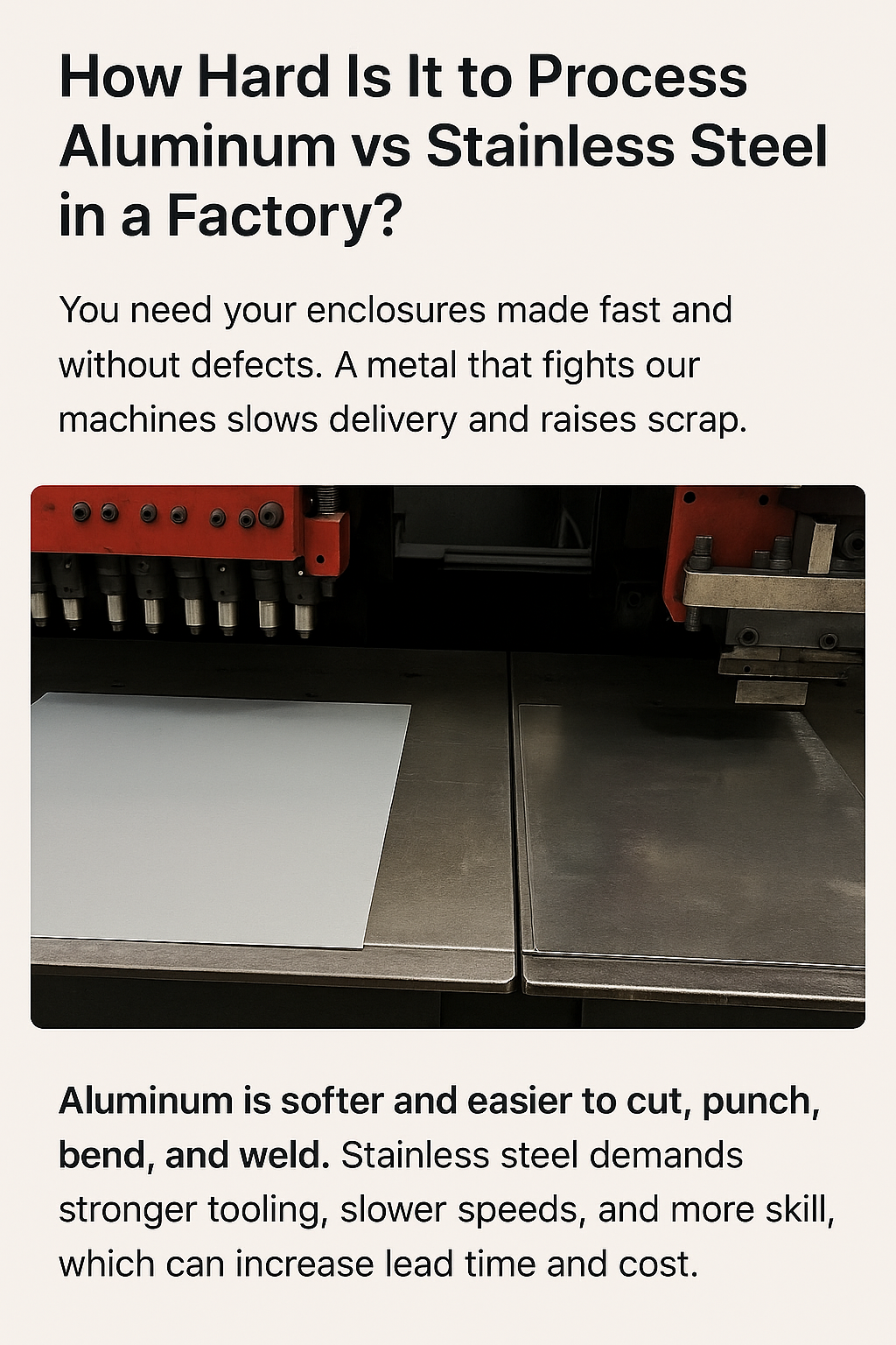 Sheet metal processing aluminum vs stainless
